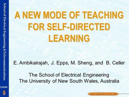 A NEW MODE OF TEACHING FOR SELF-DIRECTED LEARNING