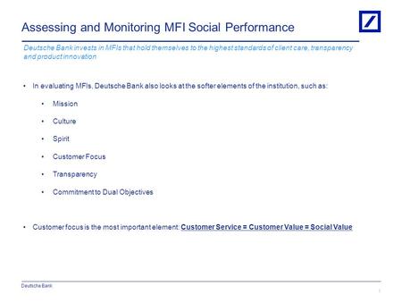 Assessing and Monitoring MFI Social Performance