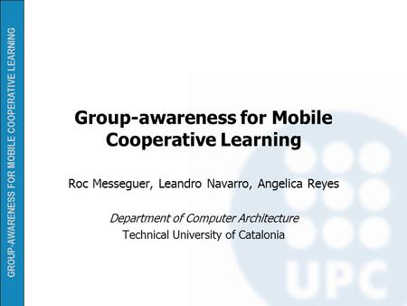 Group-awareness for Mobile Cooperative Learning
