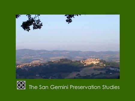 The San Gemini Preservation Studies. UMBRIA SAN GEMINI.