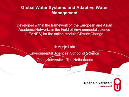 Global Water Systems and Adaptive Water Management