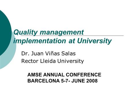 Quality management implementation at University