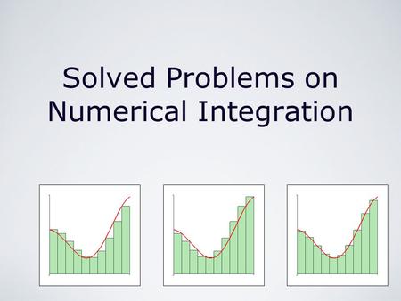 Solved Problems on Numerical Integration. Integration/Integration Techniques/Solved Problems on Numerical Integration by M. Seppälä Review of the Subject.