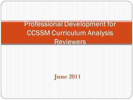 Professional Development for CCSSM Curriculum Analysis Reviewers