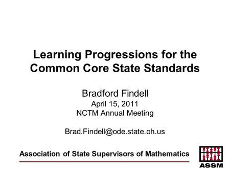 Learning Progressions for the Common Core State Standards
