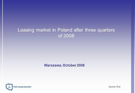 Leasing market in Poland after three quarters of 2008 Warszawa, October 2008 Source: PLA.