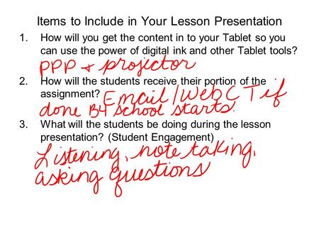 Items to Include in Your Lesson Presentation