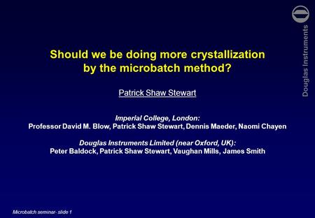 Should we be doing more crystallization by the microbatch method?