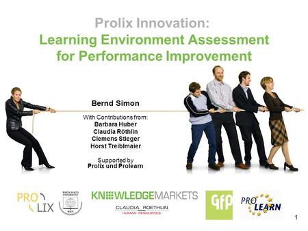 1 Prolix Innovation: Learning Environment Assessment for Performance Improvement Bernd Simon With Contributions from: Barbara Huber Claudia Röthlin Clemens.