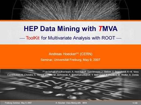 HEP Data Mining with TMVA