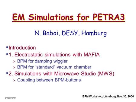 EM Simulations for PETRA3