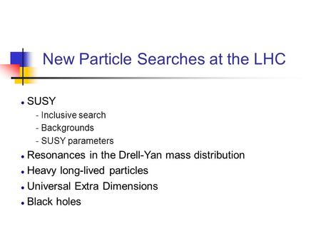 New Particle Searches at the LHC