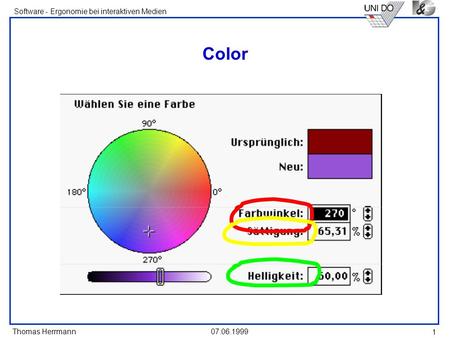 Thomas Herrmann Software - Ergonomie bei interaktiven Medien 07.06.1999 1 Color.