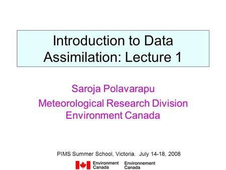 Introduction to Data Assimilation: Lecture 1
