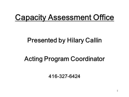 Capacity Assessment Office