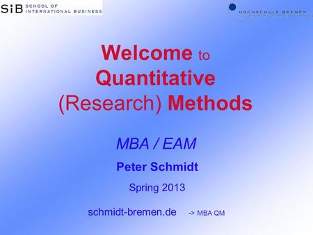 Quantitative (Research) Methods