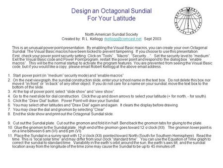 Design an Octagonal Sundial For Your Latitude