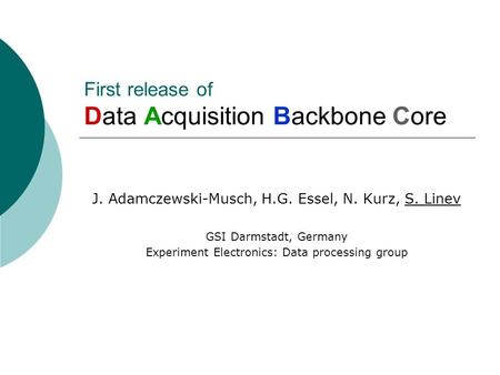 First release of Data Acquisition Backbone Core