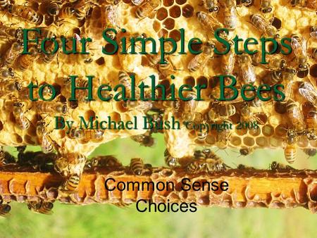 Four Simple Steps to Healthier Bees By Michael Bush Copyright 2008
