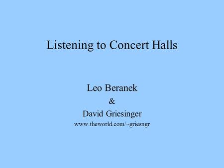 Listening to Concert Halls
