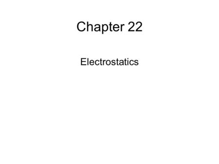 Chapter 22 Electrostatics.