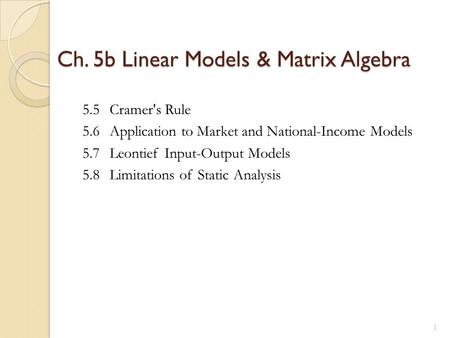 Ch. 5b Linear Models & Matrix Algebra