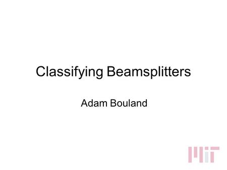 Classifying Beamsplitters Adam Bouland. Boson/Fermion Model M modes.