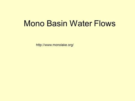 Mono Basin Water Flows