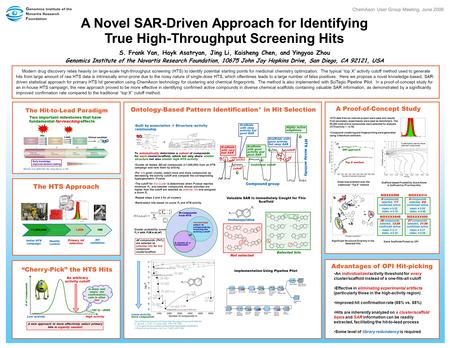 A Novel SAR-Driven Approach for Identifying True High-Throughput Screening Hits S. Frank Yan, Hayk Asatryan, Jing Li, Kaisheng Chen, and Yingyao Zhou Genomics.