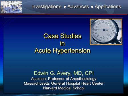 Case Studies in Acute Hypertension
