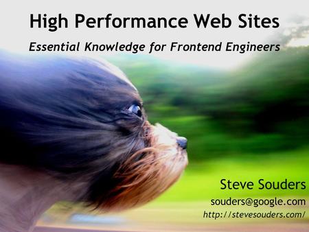 High Performance Web Sites Essential Knowledge for Frontend Engineers