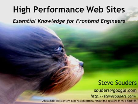 High Performance Web Sites Essential Knowledge for Frontend Engineers