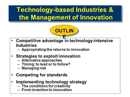 Technology-based Industries & the Management of Innovation