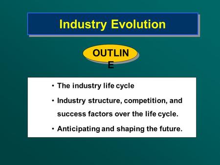 Industry Evolution OUTLINE The industry life cycle