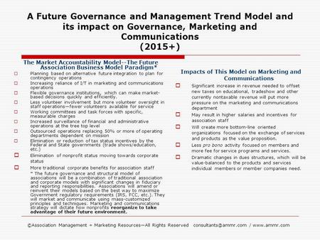 ©Association Management + Marketing ResourcesAll Rights Reserved /  A Future Governance and Management Trend Model and.