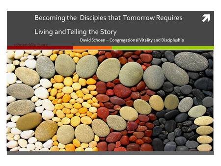 Becoming the Disciples that Tomorrow Requires Living and Telling the Story David Schoen – Congregational Vitality and Discipleship