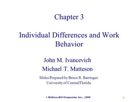 Chapter 3 Individual Differences and Work Behavior