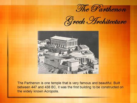 The Parthenon Greek Architecture
