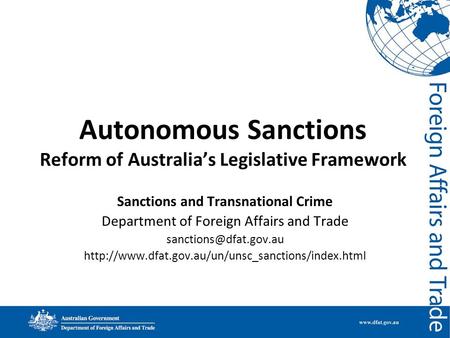 Autonomous Sanctions Reform of Australia’s Legislative Framework