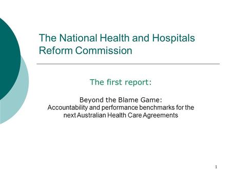 The National Health and Hospitals Reform Commission