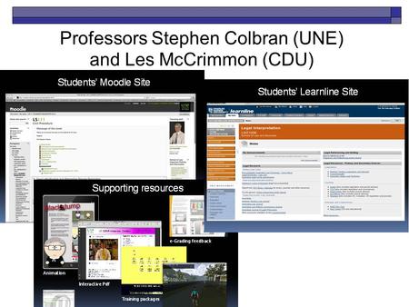 Professors Stephen Colbran (UNE) and Les McCrimmon (CDU) Sally Kift.
