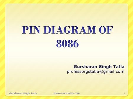Gursharan Singh Tatla professorgstatla@gmail.com PIN DIAGRAM OF 8086 Gursharan Singh Tatla professorgstatla@gmail.com Gursharan Singh Tatla www.eazynotes.com.