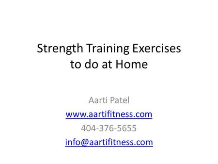 Strength Training Exercises to do at Home