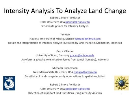 Intensity Analysis To Analyze Land Change