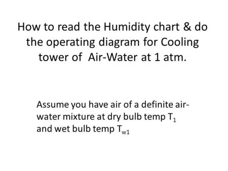 How to read the Humidity chart & do the operating diagram for Cooling tower of Air-Water at 1 atm. Assume you have air of a definite air- water mixture.