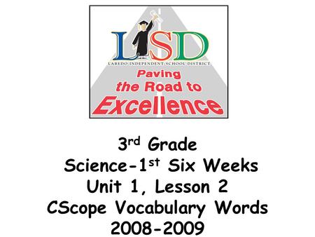 3 rd Grade Science-1 st Six Weeks Unit 1, Lesson 2 CScope Vocabulary Words 2008-2009.