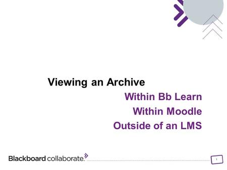 1 Viewing an Archive Within Bb Learn Within Moodle Outside of an LMS.
