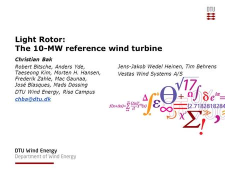 Light Rotor: The 10-MW reference wind turbine