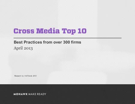 April 2013 | Cross Media Top 10 Best Practices from over 300 firms April 2013 0 Research by InfoTrends 2012.