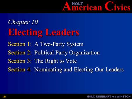 Chapter 10 Electing Leaders